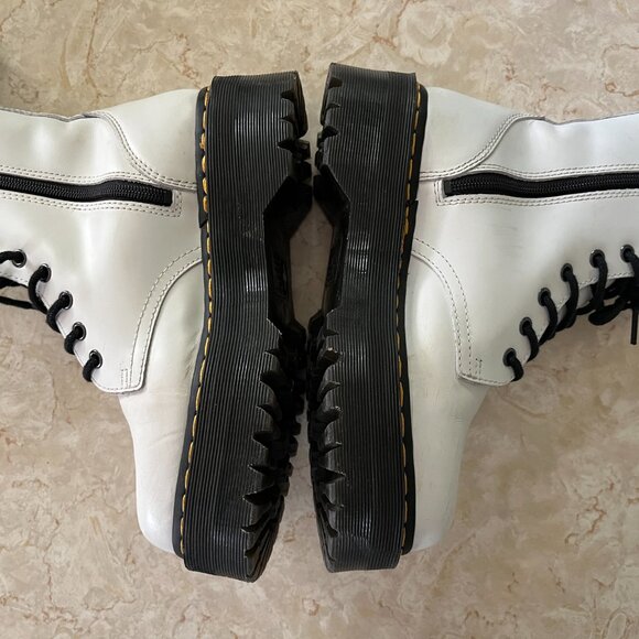 Dr. Martens Sz 8 Womens Jadon White Leather Platform Boot Lace Up Zip IN - Picture 7 of 13